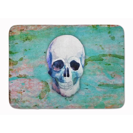 Carolines Treasures Day of the Dead Teal Skull Machine Washable Memory Foam Mat BB5123RUG